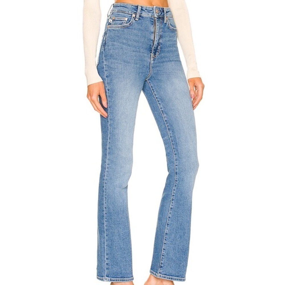 LOVERS AND FRIENDS GREYSON ULTRA HIGH RISE SLIM BOOT JEANS IN SKYLINE LIGHT WASH